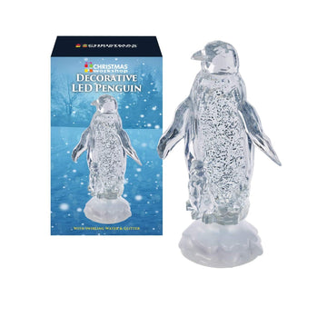 Acrylic Penguin LED Cool White Light Up Christmas Ornament