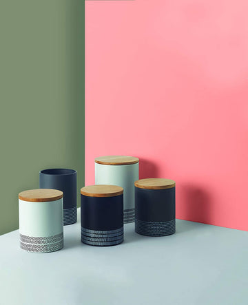 White Monochrome Coated Steel Large Storage Canister