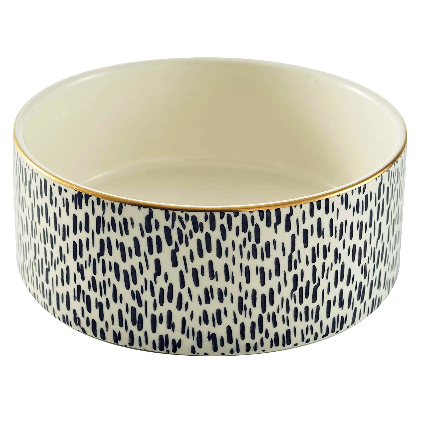 Pet Bowl Splatter With Gold Rim Feeding Stoneware Plate