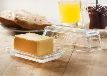 Kilner Vintage Clear Glass Butter Dish Tray With Lid