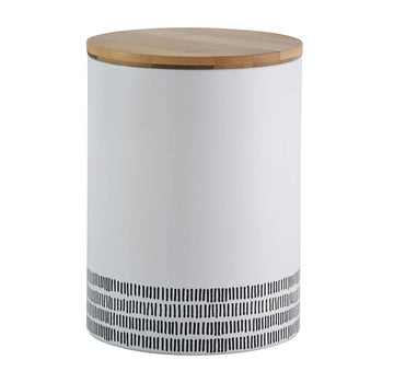 White Monochrome Coated Steel Large Storage Canister