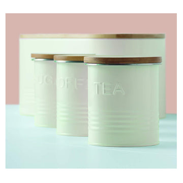 Typhoon 4 Piece Cream Bread Bin Tea Coffee Sugar Canister Set