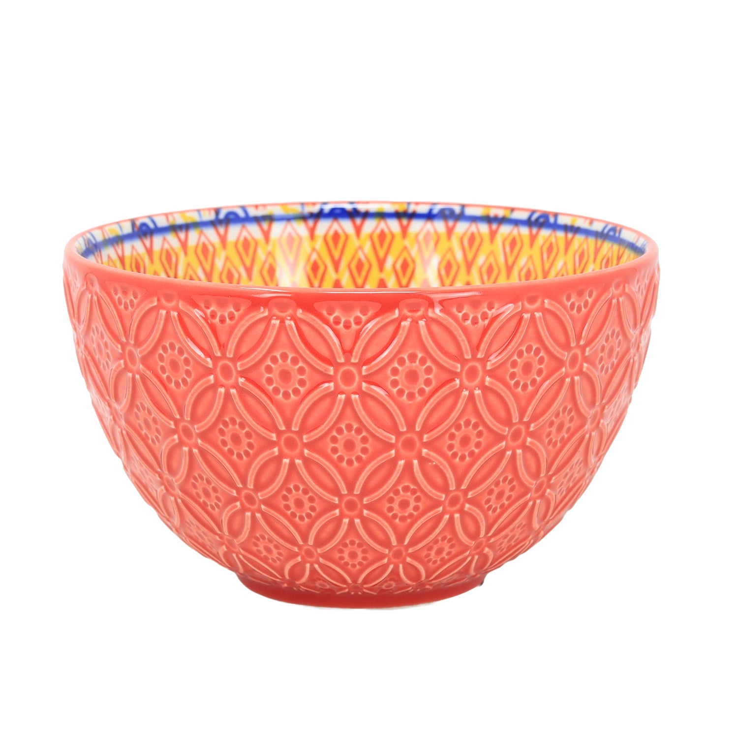 500ml 13cm Red Bohemian Tuscany Design Ceramic Bowl