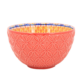 500ml 13cm Red Bohemian Tuscany Design Ceramic Bowl