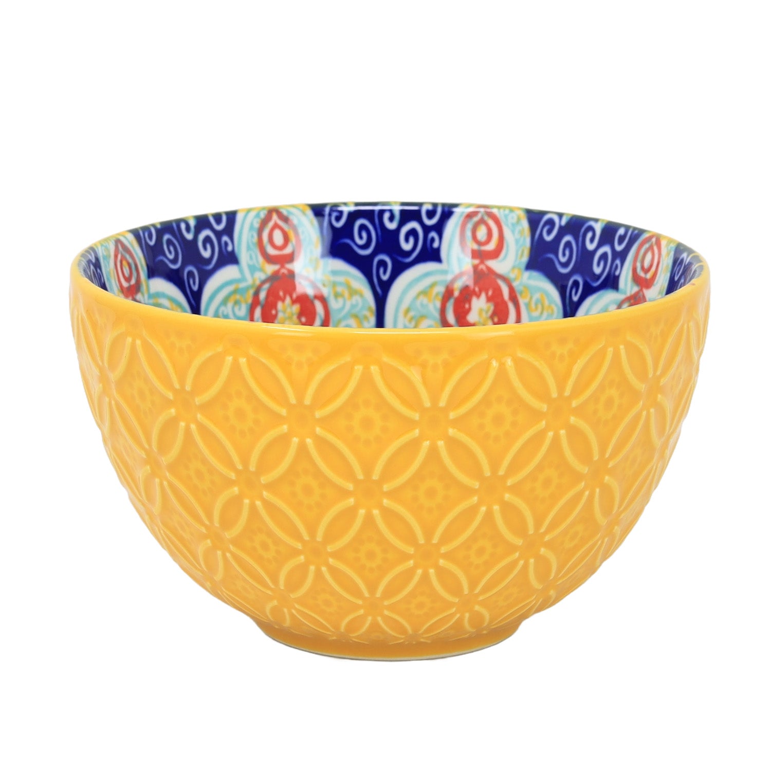 500ml 13cm Yellow Bohemian Tuscany Design Ceramic Bowl