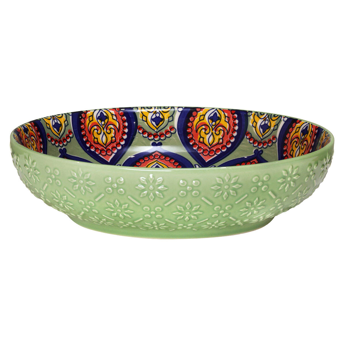 22cm Green Ceramic Tuscany Bohemian Design Bowl