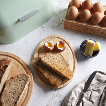 Rubberwood Breakfast Board Toast Serving Lap Tray With Egg Holder