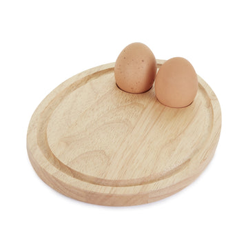 Rubberwood Breakfast Board Toast Serving Lap Tray With Egg Holder