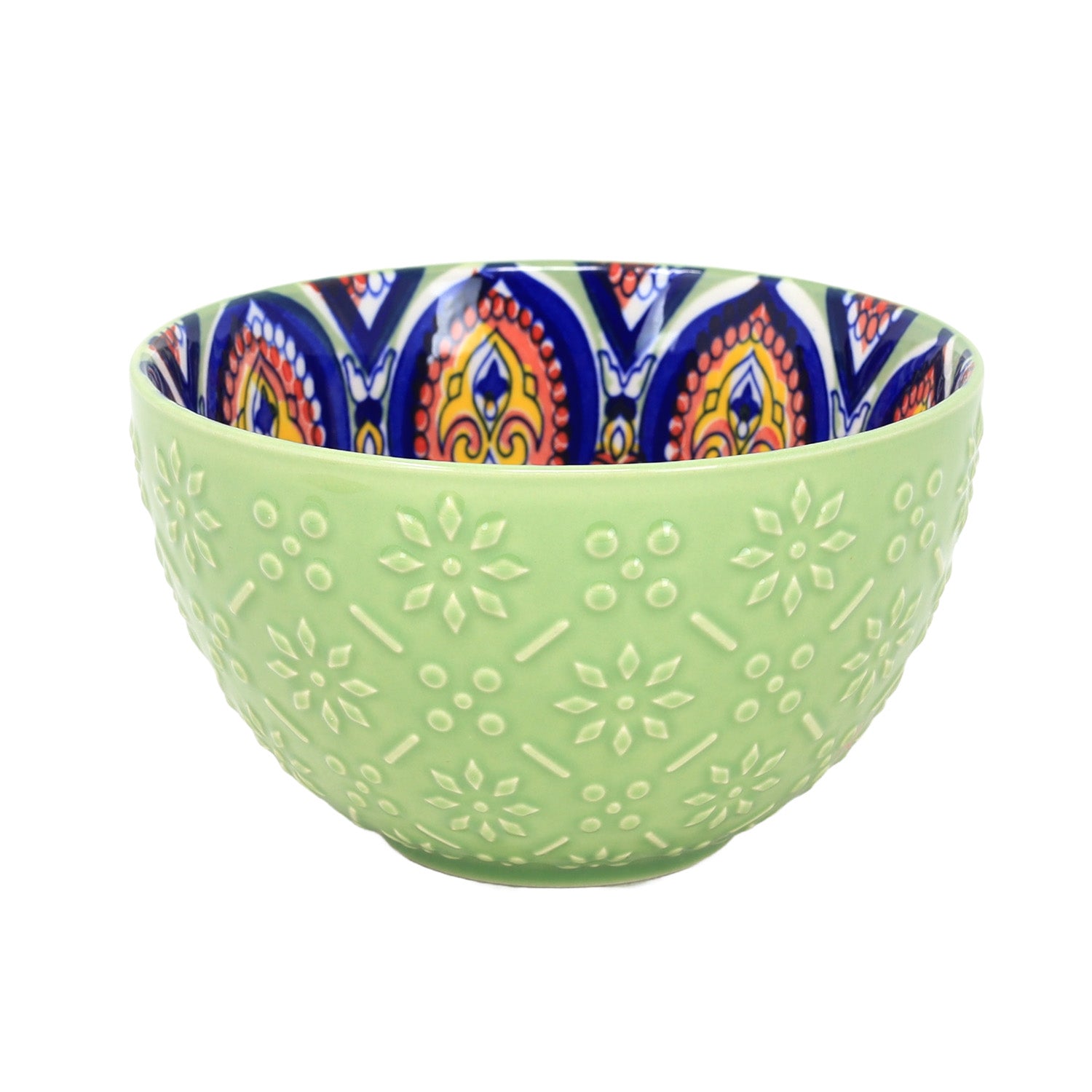 13cm Green Ceramic Tuscany Bohemian Design Bowl