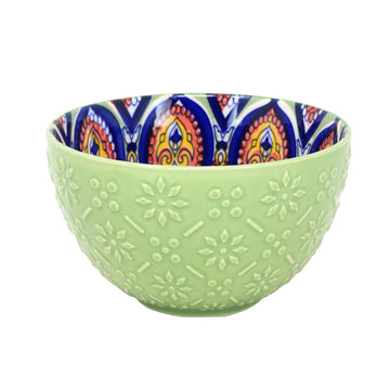 13cm Green Ceramic Tuscany Bohemian Design Bowl