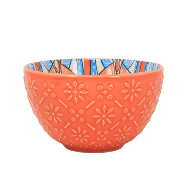 13cm Orange Ceramic Tuscany Bohemian Design Bowl