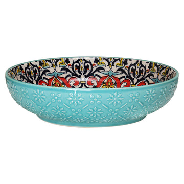 22cm Blue Ceramic Tuscany Bohemian Design Bowl