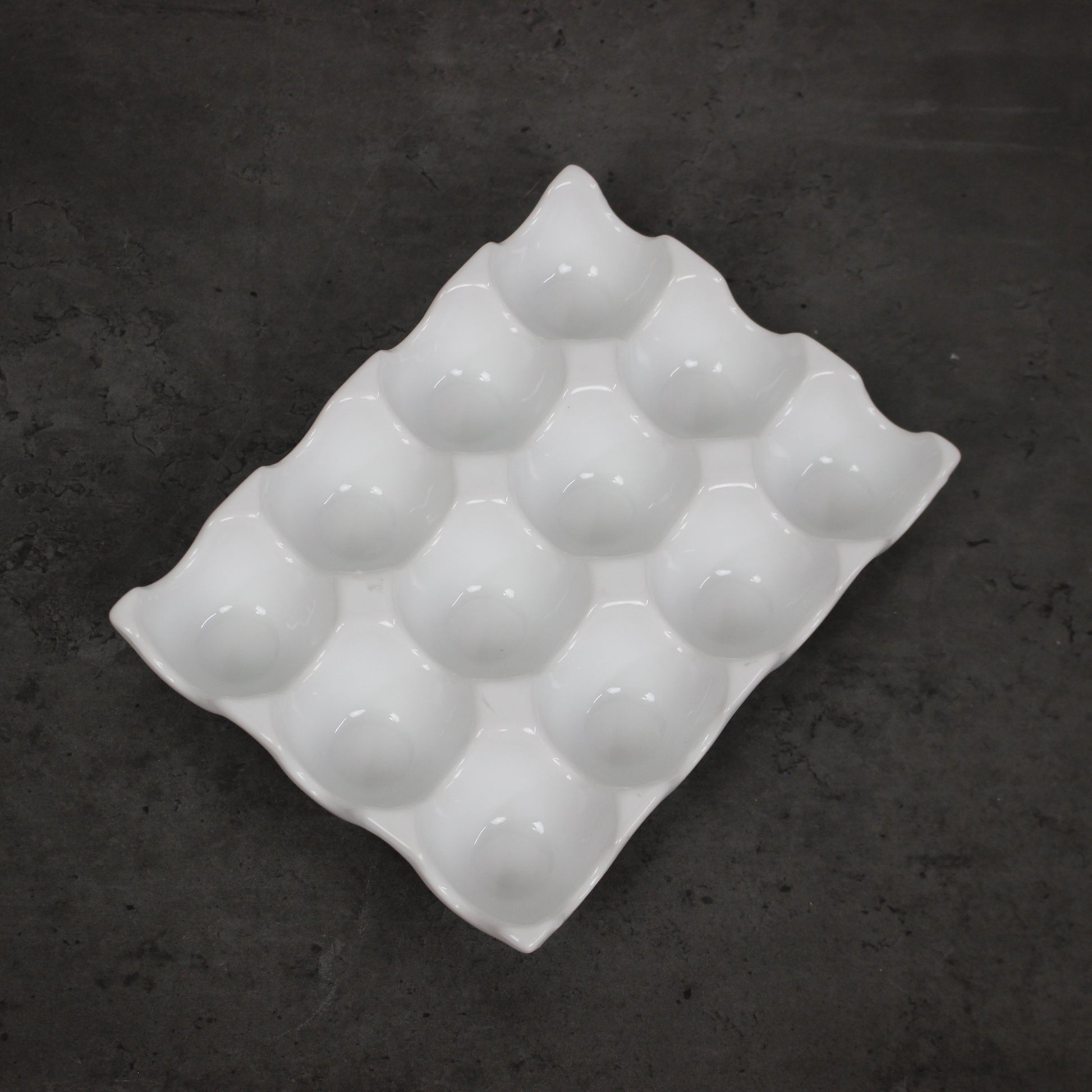 White Ceramic 12 Eggs Holder Tray