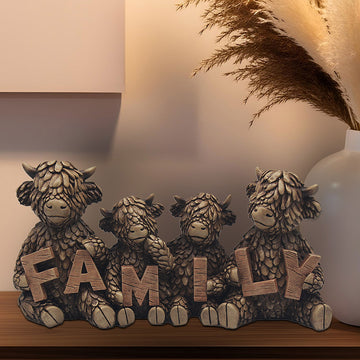 Hughie Highland Cow Family Figurine