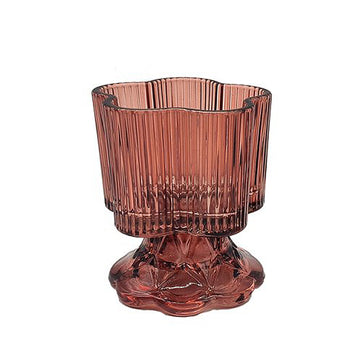 Champagne Ribbed Design Glass Centrepiece Candle Holder