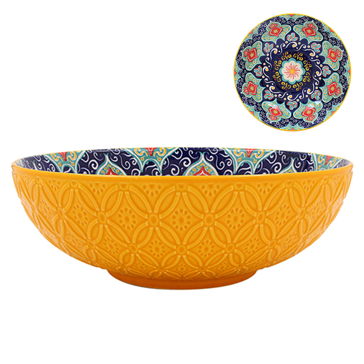 26cm Yellow Ceramic Tuscany Bohemian Design Bowl