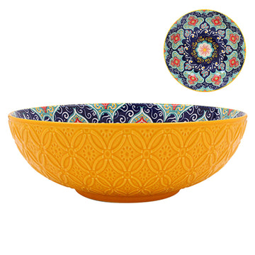 26cm Yellow Ceramic Tuscany Bohemian Design Bowl
