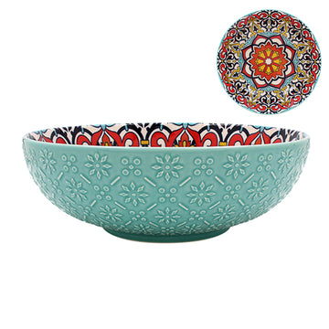 26cm Blue Ceramic Tuscany Bohemian Design Bowl