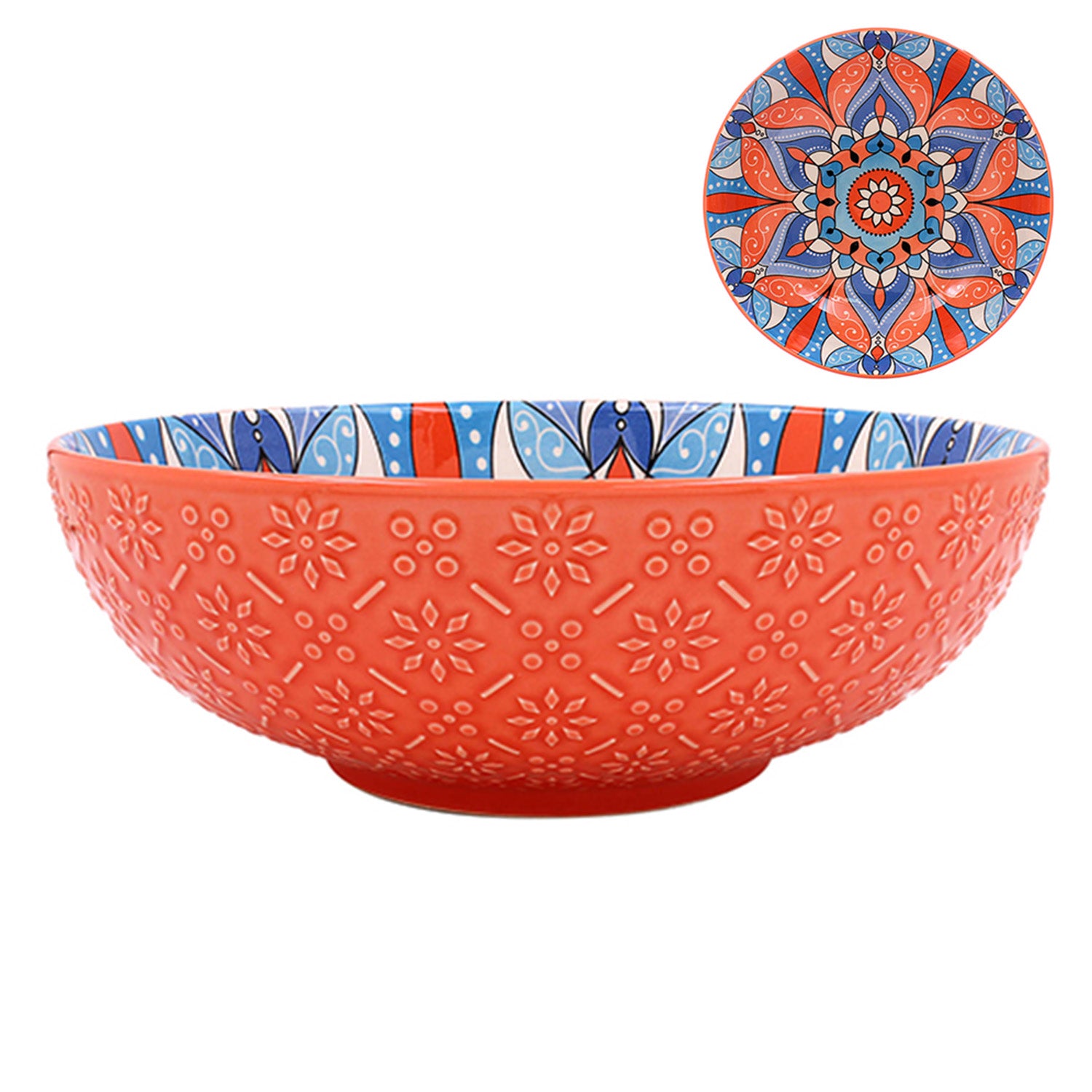 26cm Red Tuscany Ceramic Mediterranean Bohemian Style Bowl