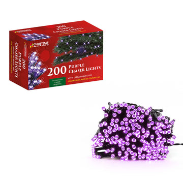 200 Bright Purple LED Christmas 8 Mode Sequence Chaser Light