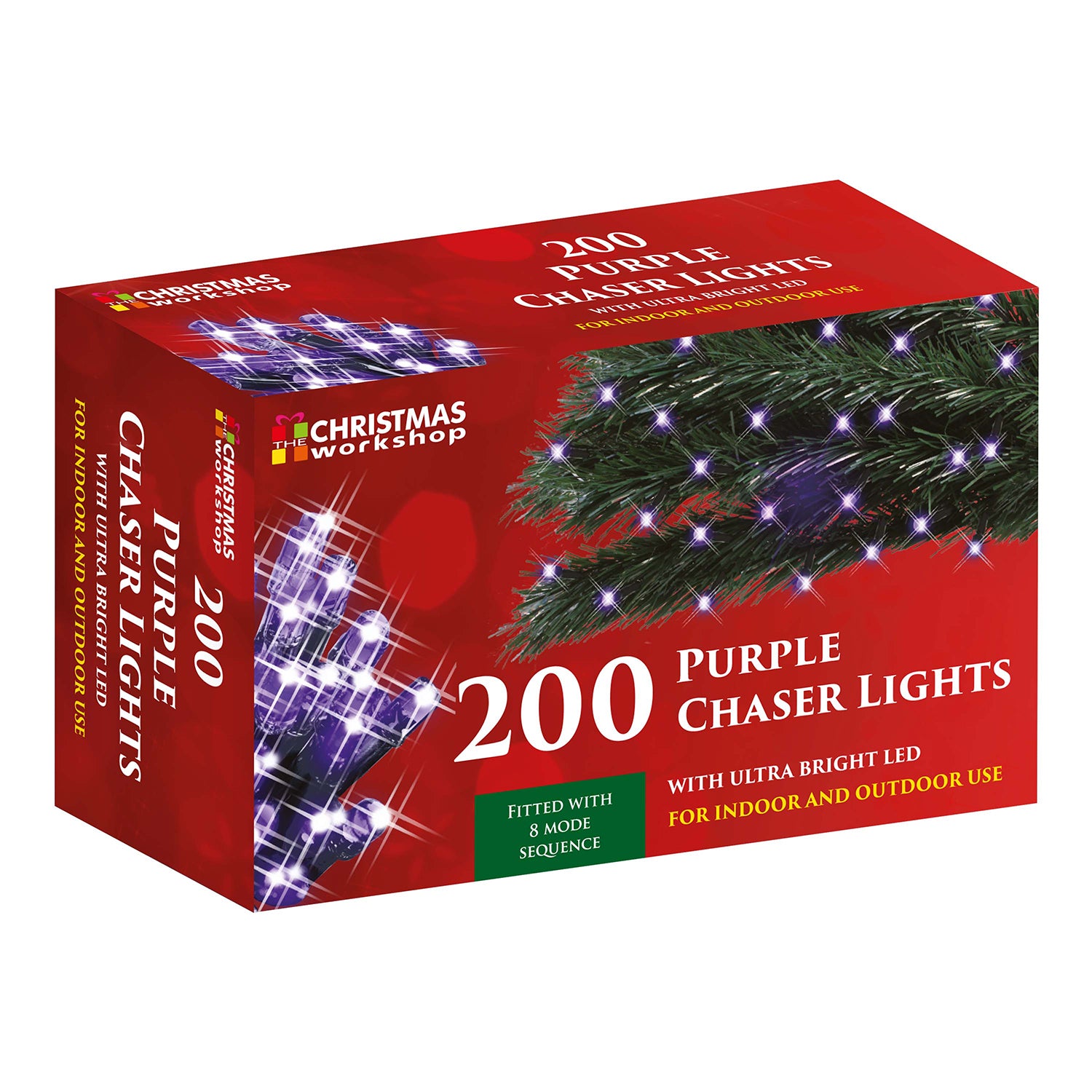 200 Bright Purple LED Christmas 8 Mode Sequence Chaser Light