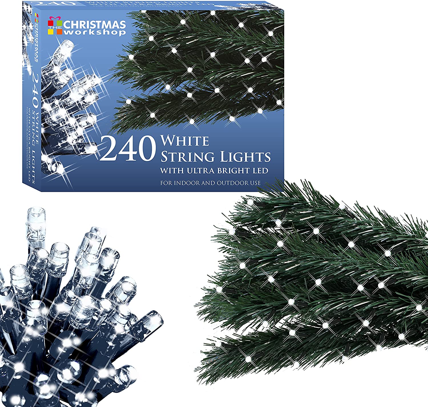 240 Ultra Bright White LED Xmas Indoor Outdoor Decor Lights