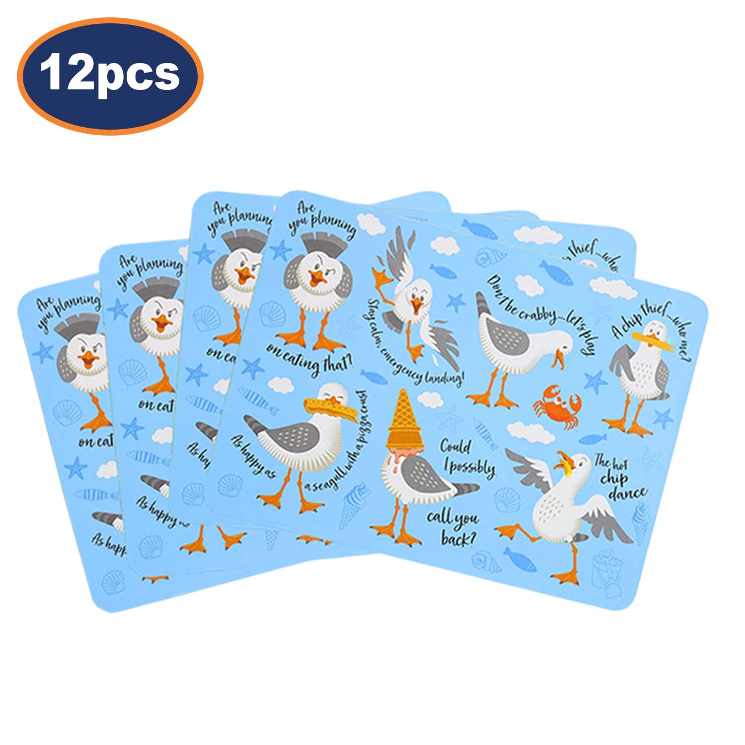 12Pcs Squawk The Seagull Rectangular Placemats