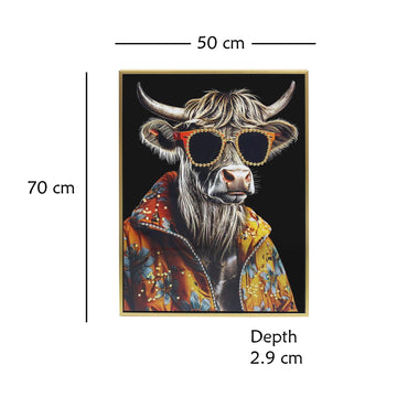 Wall Art Print Hawaiian Highland Cow Hanging Canvas