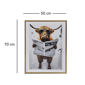 Wall Art Print Highland Cow Loo Hanging Canvas