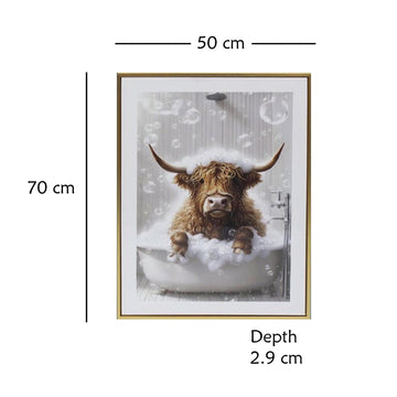 Wall Art Print Highland Cow Glitter Hanging Canvas
