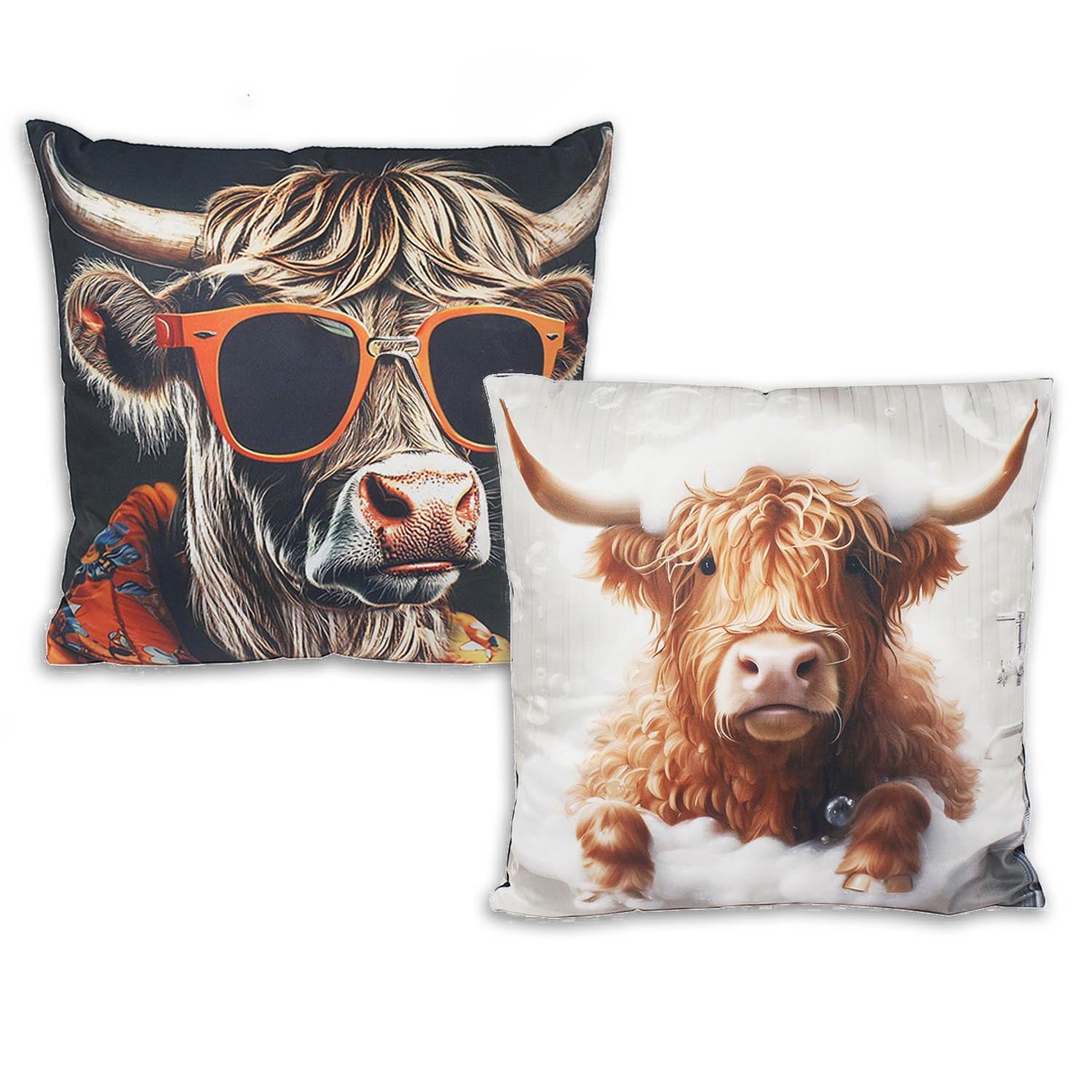 Set of 2 Pillow Cushion Sofa Bed Highland Cow Print