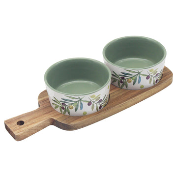 Olive Groves 2 Dishes With Serving Tray Snack Dish Set