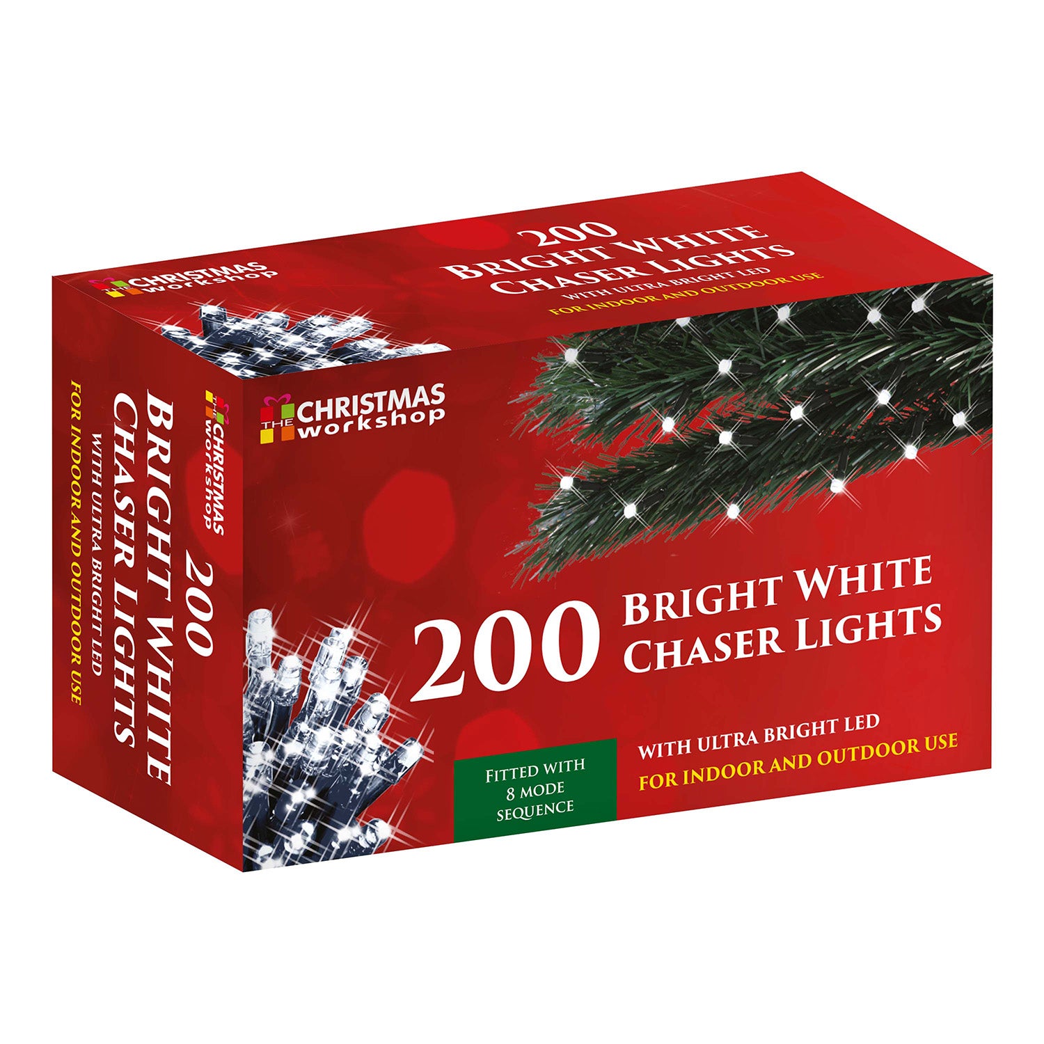 200 Bright White LED Christmas 8 Mode Sequence Chaser Lights