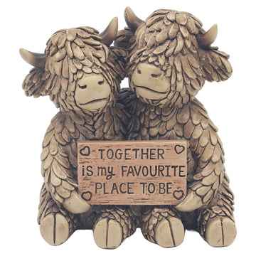 Hughie Highland Cow Together Figurine