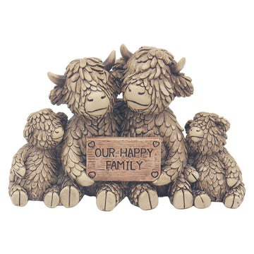 Hughie Highland Cow Family Figurine