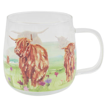 Highland Cow Glass Drinking Mug