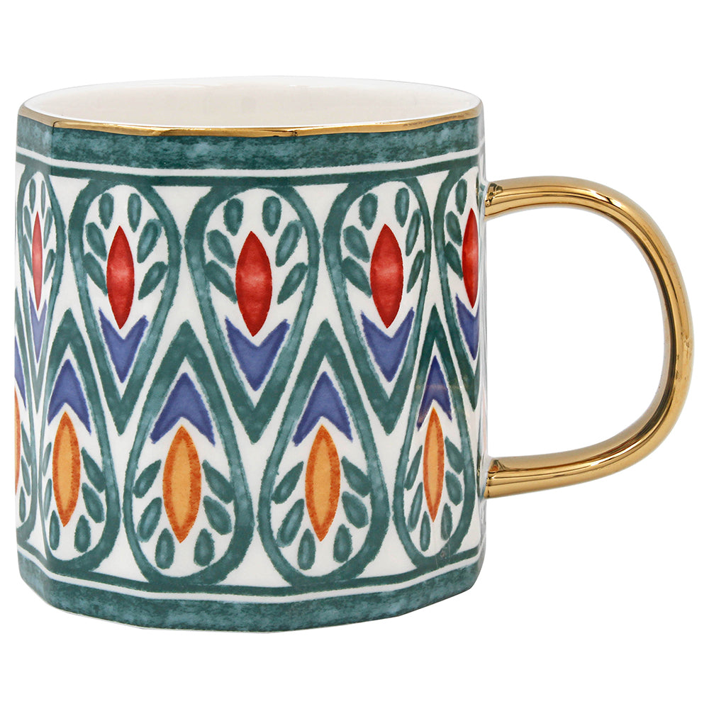 375ml Blue Golden Abstract Floral Design Coffee Mug