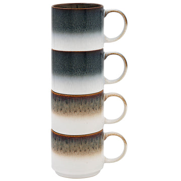 Stacking 4 Piece Reactive Glaze Ceramic Coffee Mug Set