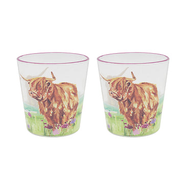2Pcs Highland Cow Drinking Glasses Set