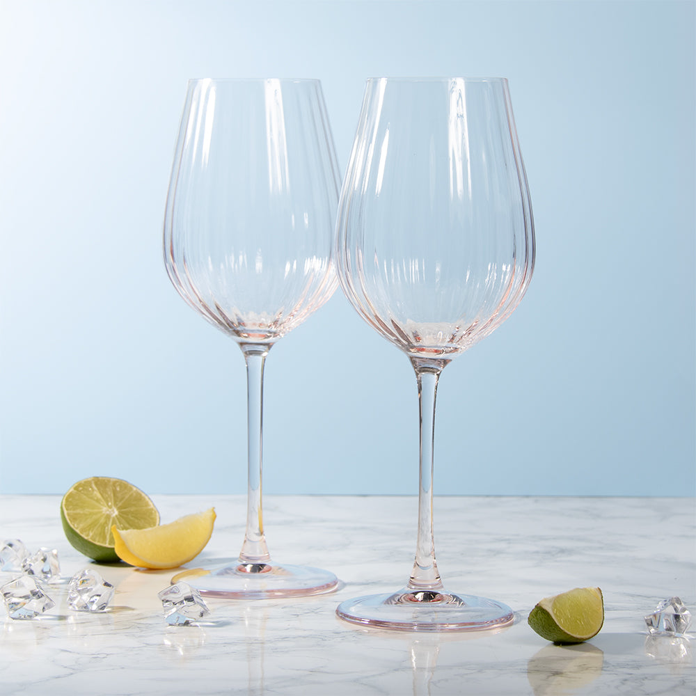 2Pcs Pink Wine Glasses Set