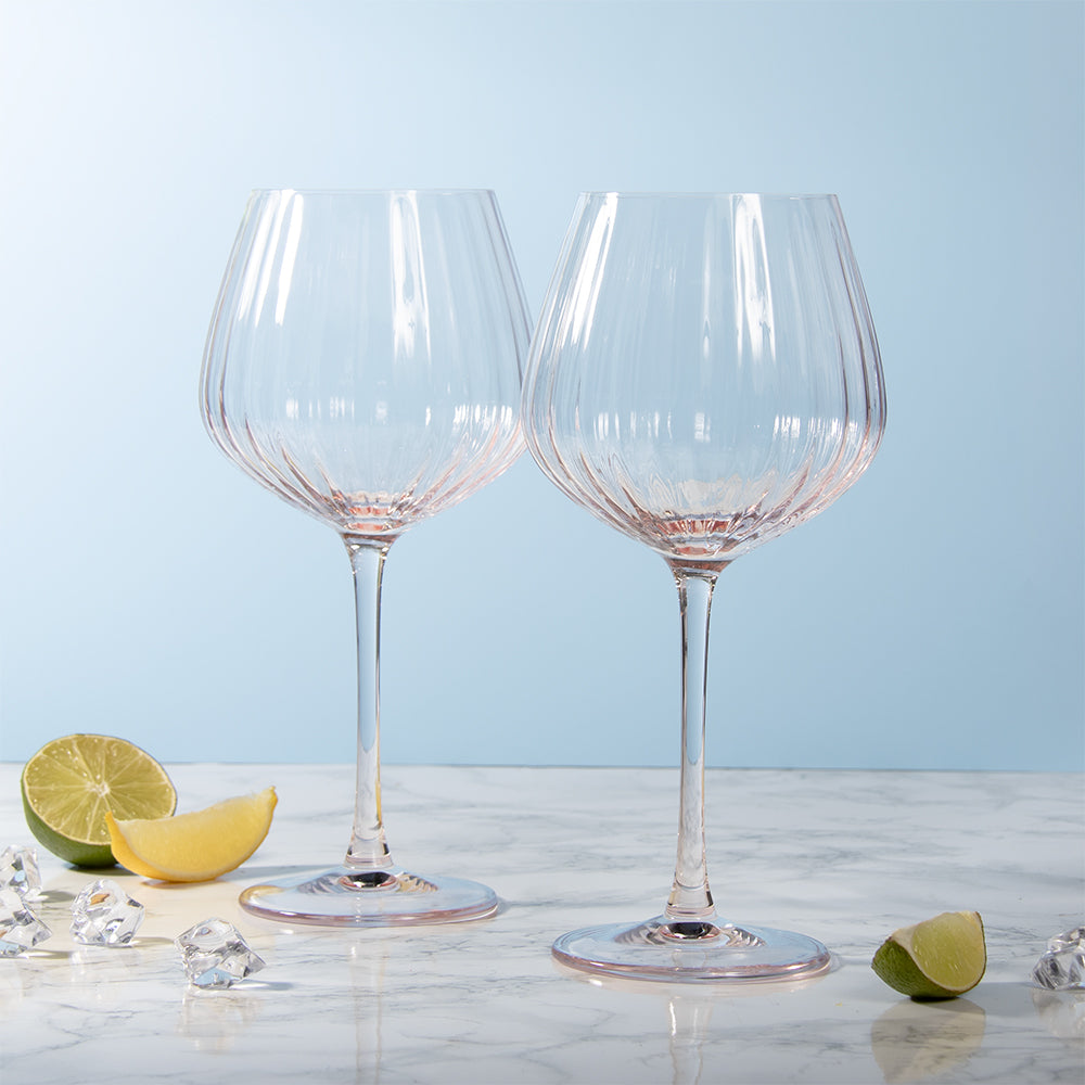 2Pcs Pink Gin Glasses Set