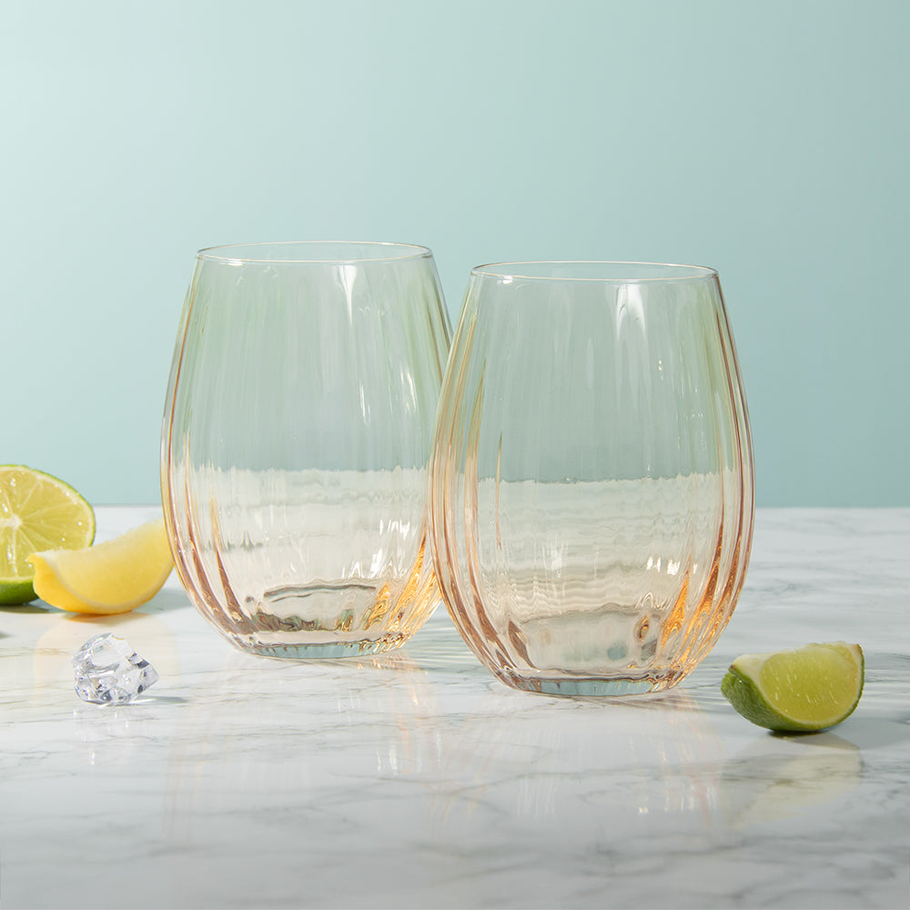 2Pcs Amber Stemless Glasses Set