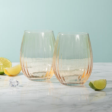 2Pcs Amber Stemless Glasses Set