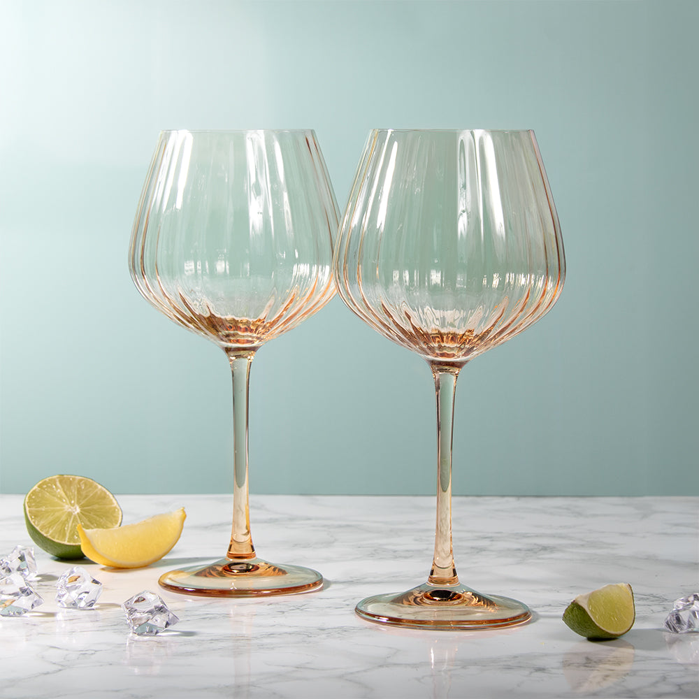 2Pcs Amber Gin Glasses Set