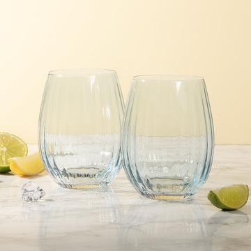 2Pcs Blue Stemless Glasses Set