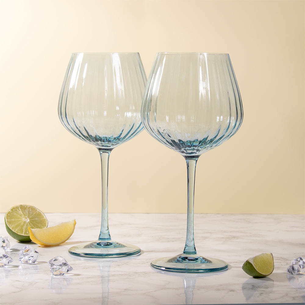 2Pcs Blue Gin Glasses Set