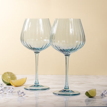 2Pcs Blue Gin Glasses Set