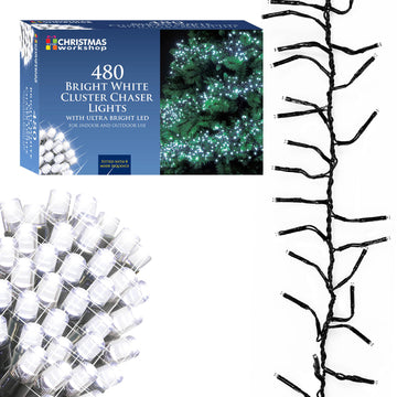 480 White Cluster Chaser LED Christmas 8 Mode Sequence Light