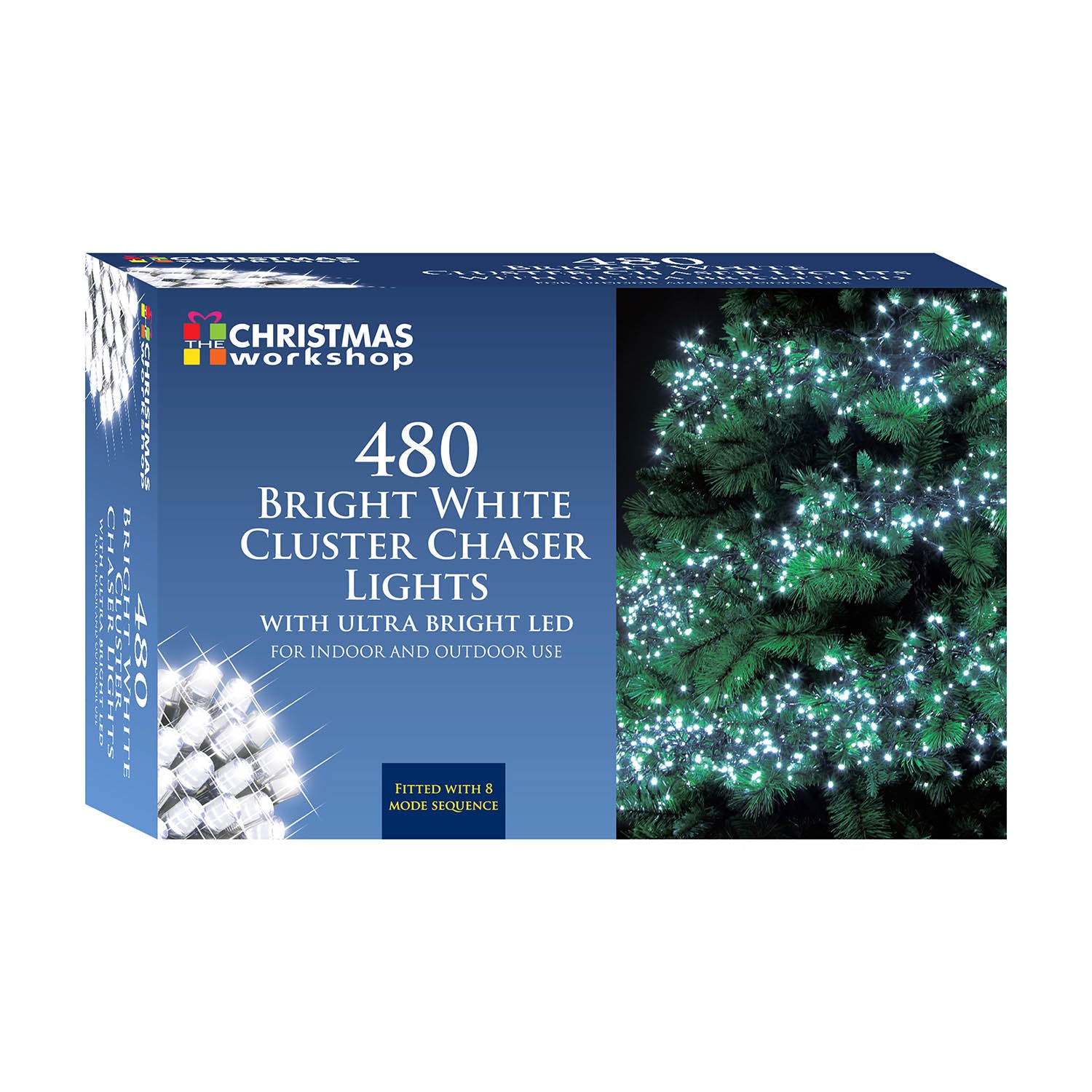 480 White Cluster Chaser LED Christmas 8 Mode Sequence Light