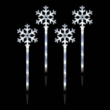 Set of 4 Bright White 70CM Snowflake Christmas Lights